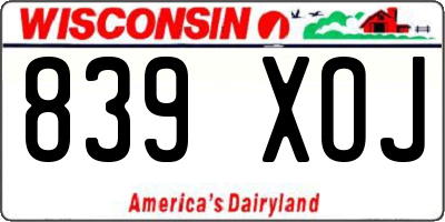 WI license plate 839XOJ