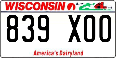 WI license plate 839XOO
