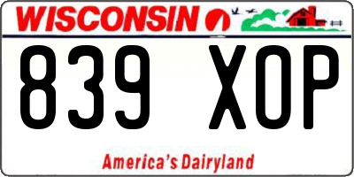 WI license plate 839XOP