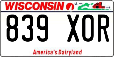 WI license plate 839XOR
