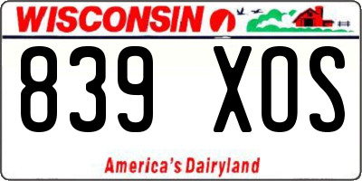WI license plate 839XOS