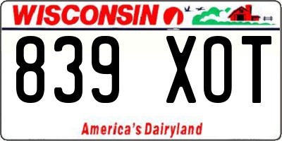 WI license plate 839XOT