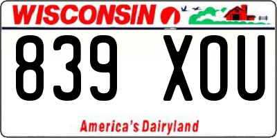 WI license plate 839XOU