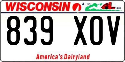 WI license plate 839XOV