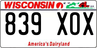 WI license plate 839XOX