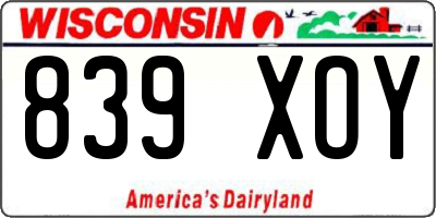 WI license plate 839XOY