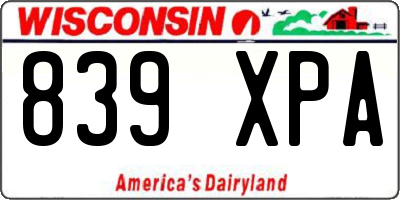 WI license plate 839XPA