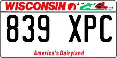WI license plate 839XPC