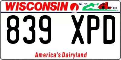 WI license plate 839XPD