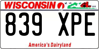 WI license plate 839XPE