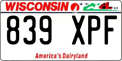 WI license plate 839XPF