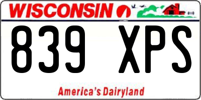 WI license plate 839XPS