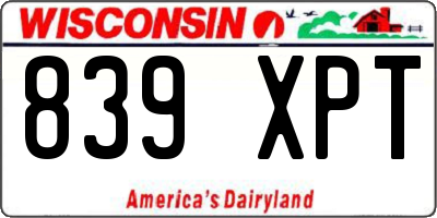 WI license plate 839XPT