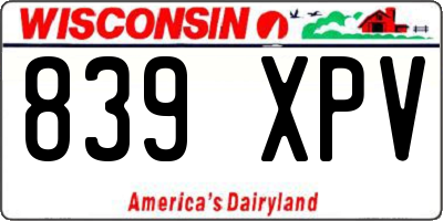 WI license plate 839XPV