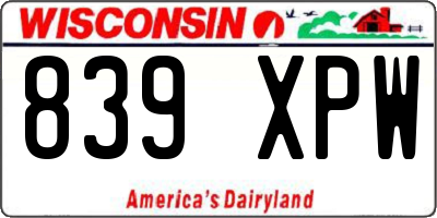 WI license plate 839XPW
