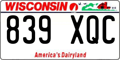 WI license plate 839XQC