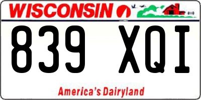 WI license plate 839XQI