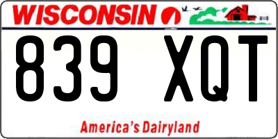 WI license plate 839XQT