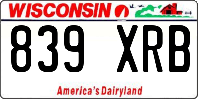 WI license plate 839XRB
