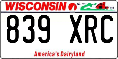 WI license plate 839XRC