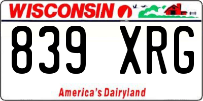 WI license plate 839XRG