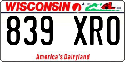 WI license plate 839XRO