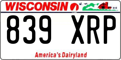 WI license plate 839XRP