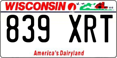 WI license plate 839XRT