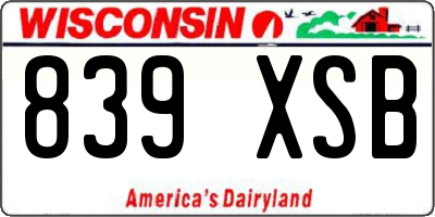 WI license plate 839XSB