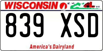 WI license plate 839XSD