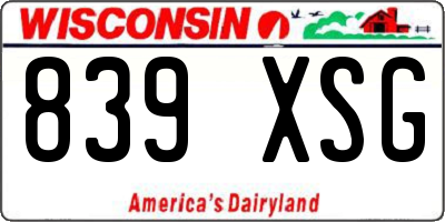 WI license plate 839XSG