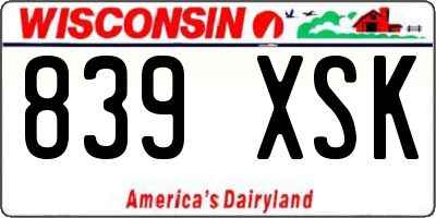 WI license plate 839XSK