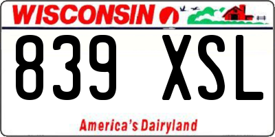 WI license plate 839XSL