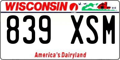 WI license plate 839XSM
