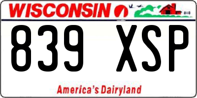 WI license plate 839XSP