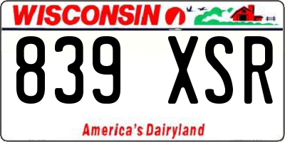 WI license plate 839XSR