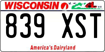 WI license plate 839XST