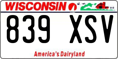 WI license plate 839XSV