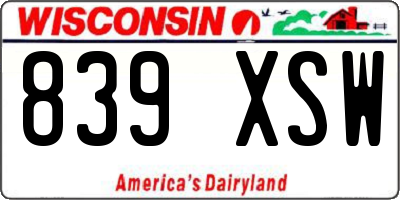WI license plate 839XSW