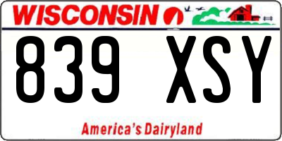 WI license plate 839XSY