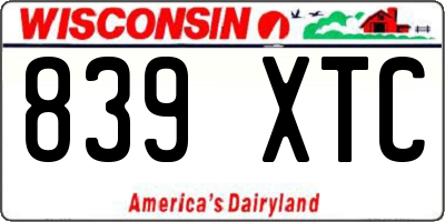 WI license plate 839XTC