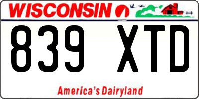 WI license plate 839XTD