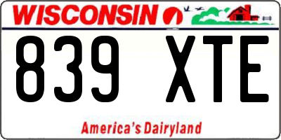 WI license plate 839XTE