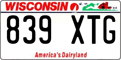 WI license plate 839XTG