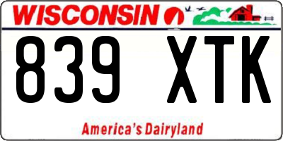 WI license plate 839XTK