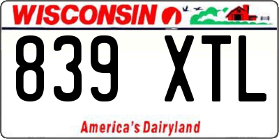 WI license plate 839XTL