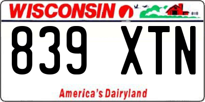 WI license plate 839XTN