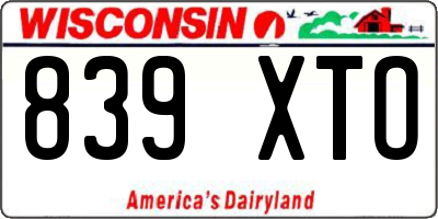 WI license plate 839XTO
