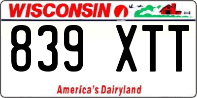 WI license plate 839XTT