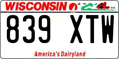 WI license plate 839XTW